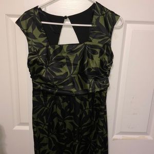 Patterned Short sleeve Mid-Length Silk Dress